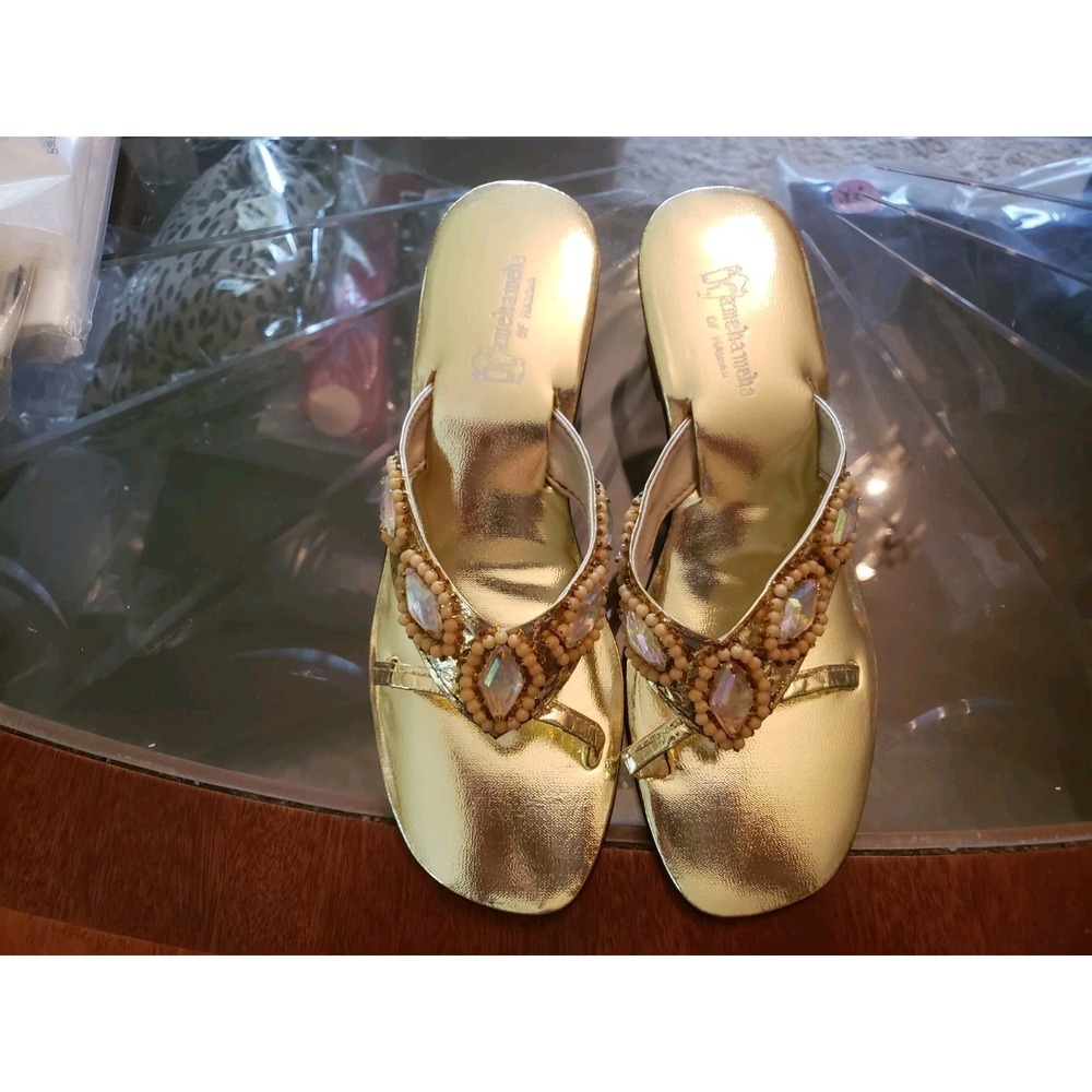 Women's Kamehameha Golden Embellished Sandals Size 7.5